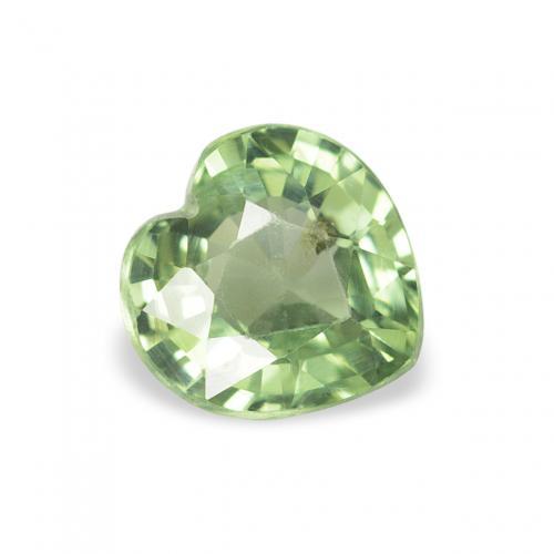 Zafiro Verde cálido natural de 0.67 ct, Corazón, VS
