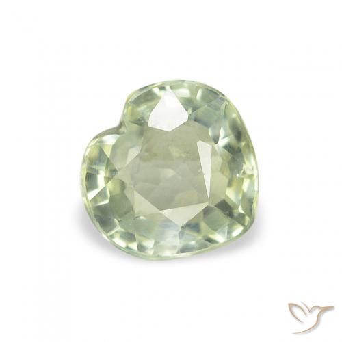 Zafiro Verde grisáceo natural de 0.62 ct, Corazón, VS