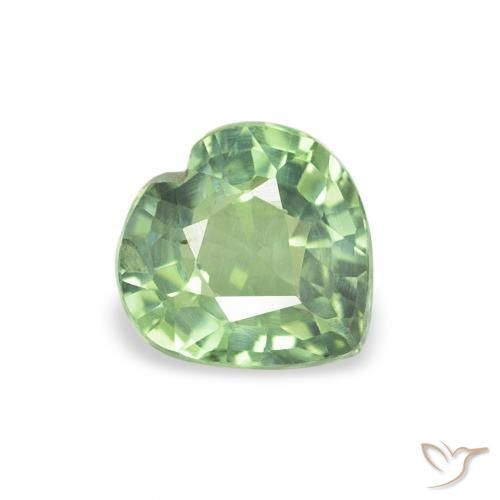 0.62ct Natural Verde salvia claro Zafiro, Corazón, VS