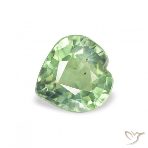 Zafiro Verde salvia claro natural de 0.62 ct, Corazón, VS