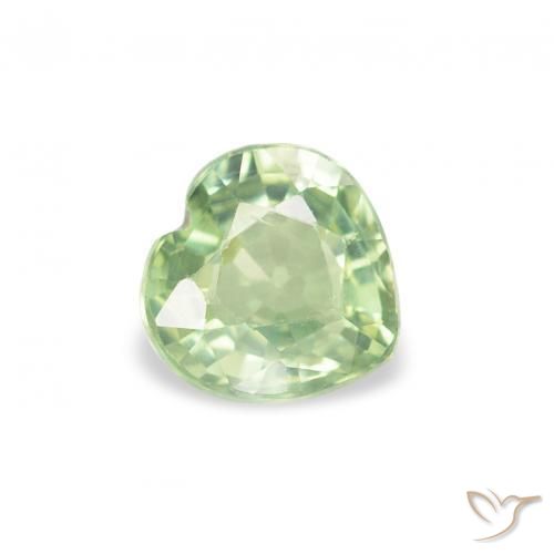 0.65ct Natural Verde salvia muy claro Zafiro, Corazón, VS
