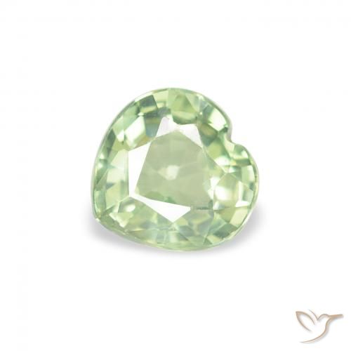 Zafiro Verde salvia muy claro natural de 0.65 ct, Corazón, VS