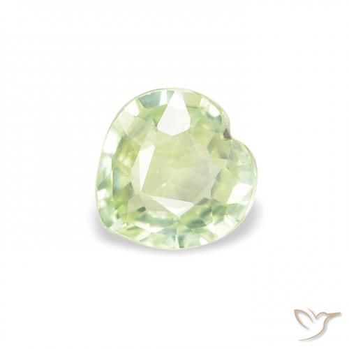 Zafiro Verde amarillo claro natural de 0.64 ct, Corazón, VS