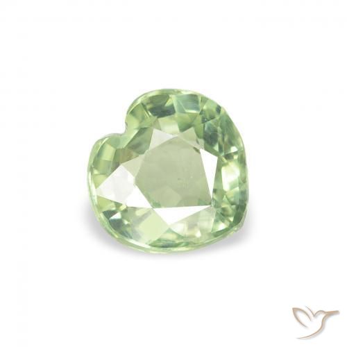 Zafiro Verde claro natural de 0.62 ct, Corazón, VS
