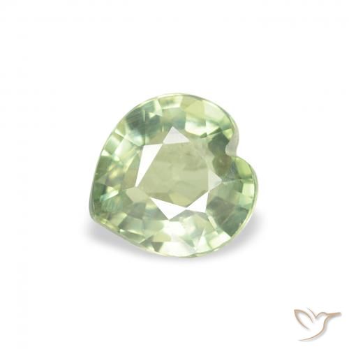 0.61ct Natural Verde salvia muy claro Zafiro, Corazón, VS