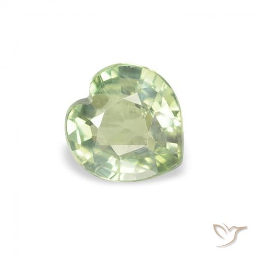 Zafiro Verde salvia muy claro natural de 0.61 ct, Corazón, VS