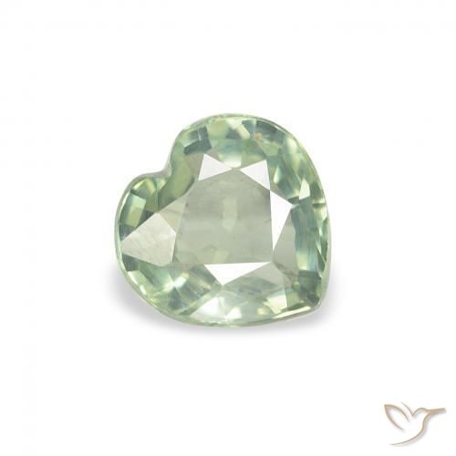 Zafiro Verde claro natural de 0.67 ct, Corazón, VS