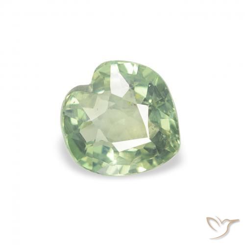 Zafiro Verde claro natural de 0.65 ct, Corazón, VS