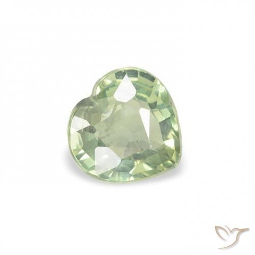 Zafiro Verde salvia muy claro natural de 0.61 ct, Corazón, VS