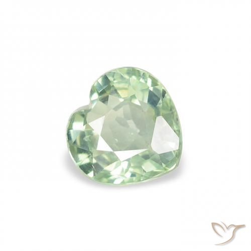 Zafiro Verde claro natural de 0.68 ct, Corazón, VS