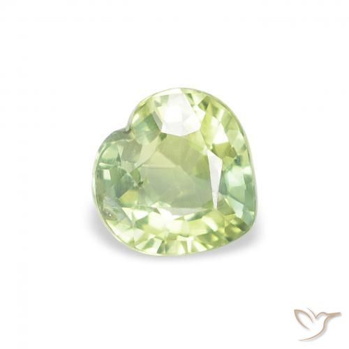 Zafiro Verde lima claro natural de 0.66 ct, Corazón, VS