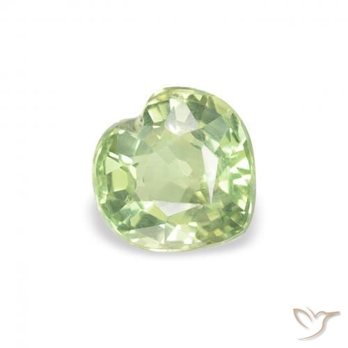 Zafiro Verde amarillo claro natural de 0.78 ct, Corazón, VS