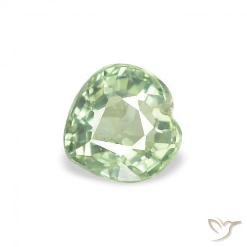 Zafiro Verde pálido natural de 0.76 ct, Corazón, VS
