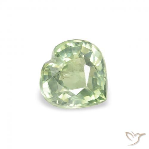Zafiro Verde salvia muy claro natural de 0.71 ct, Corazón, VS