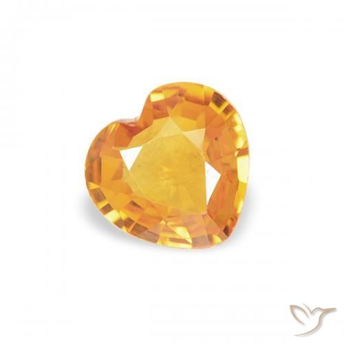 Zafiro Naranja medio natural de 0.37 ct, Corazón, VS