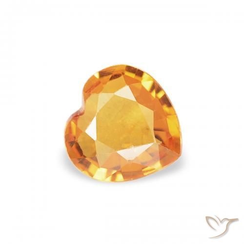 Zafiro Dorado naranja natural de 0.32 ct, Corazón, VS