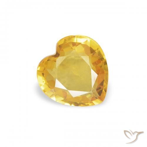 Zafiro Naranja dorado natural de 0.40 ct, Corazón, VS