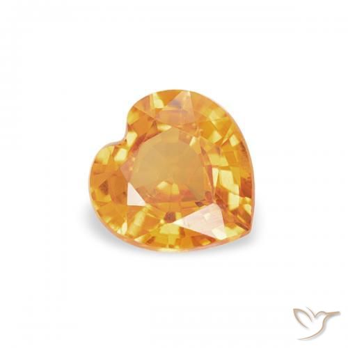 Zafiro Dorado naranja natural de 0.39 ct, Corazón, VS
