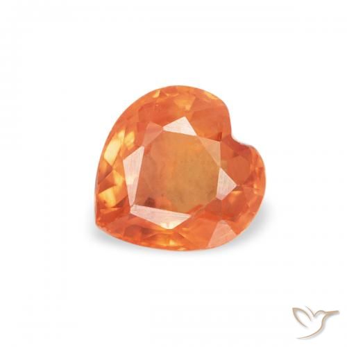 0.42ct Natural Naranja melocotón vívido Zafiro, Corazón, VVS-VS