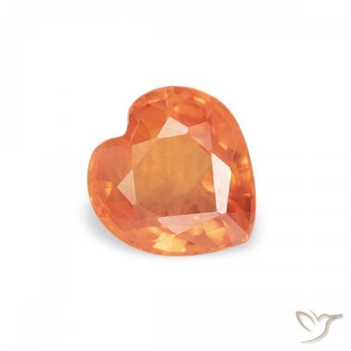Zafiro Naranja melocotón vívido natural de 0.42 ct, Corazón, VVS-VS