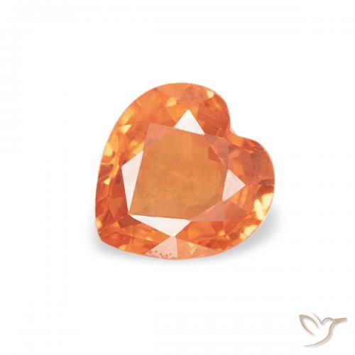 0.45ct Natural Naranja fuego Zafiro, Corazón, VVS-VS