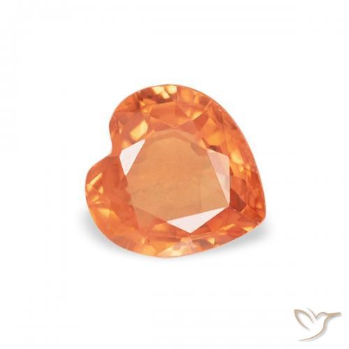 Zafiro Naranja fuego natural de 0.45 ct, Corazón, VVS-VS