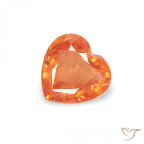 0.40ct Natural Naranja rojizo Zafiro, Corazón, VVS-VS