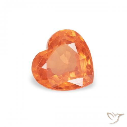 Zafiro Naranja rojizo natural de 0.40 ct, Corazón, VVS-VS