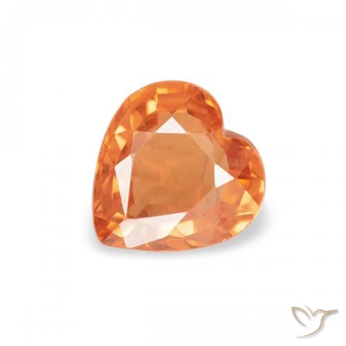 Zafiro Naranja medio natural de 0.38 ct, Corazón, VVS-VS