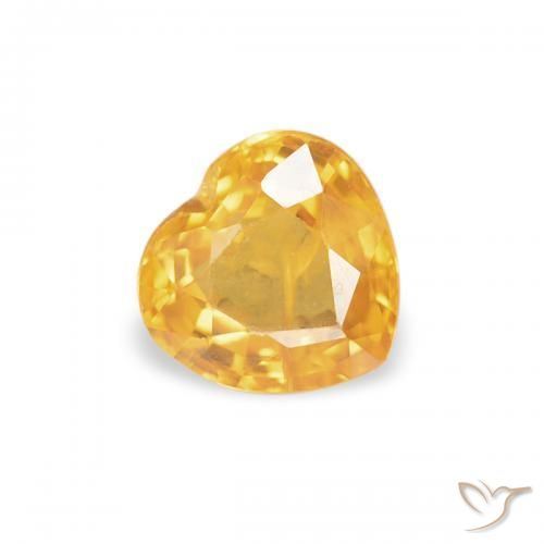 Zafiro Naranja dorado natural de 0.44 ct, Corazón, VVS-VS