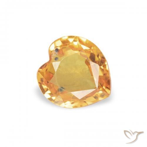 Zafiro Dorado naranja natural de 0.43 ct, Corazón, VVS-VS