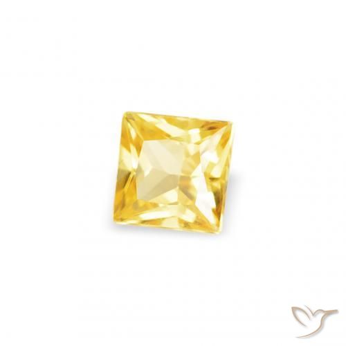 Zafiro Amarillo medio natural de 0.18 ct, Cuadrado, VS