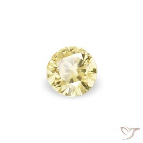 Gemas de Zafiro Amarillo claro natural de 1.88 ct, Redondo, VVS-VS