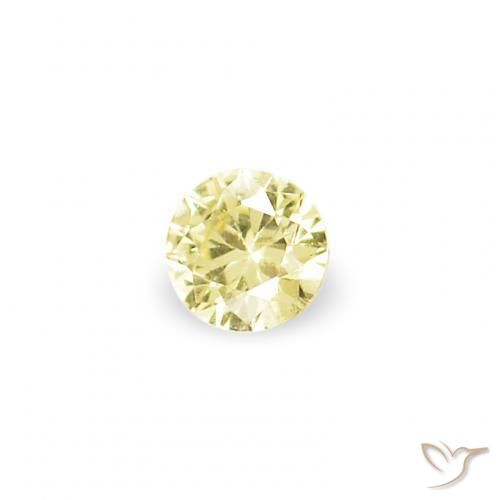 Gemas de Zafiro Amarillo claro natural de 1.52 ct, Redondo, VVS-VS
