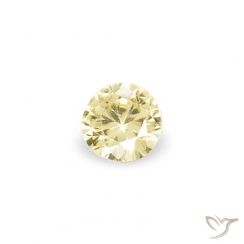 Gemas de Zafiro Amarillo claro natural de 1.54 ct, Redondo, VVS-VS