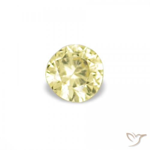 Gemas de Zafiro Amarillo claro natural de 1.52 ct, Redondo, VVS-VS