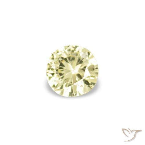 Gemas de Zafiro Amarillo claro natural de 1.53 ct, Redondo, VVS-VS