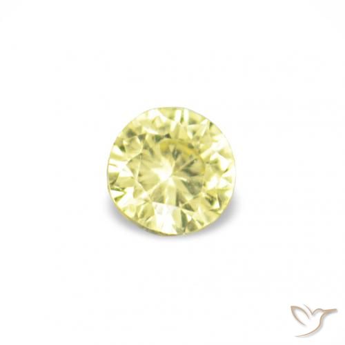 Gemas de Zafiro Amarillo claro natural de 1.54 ct, Redondo, VVS-VS