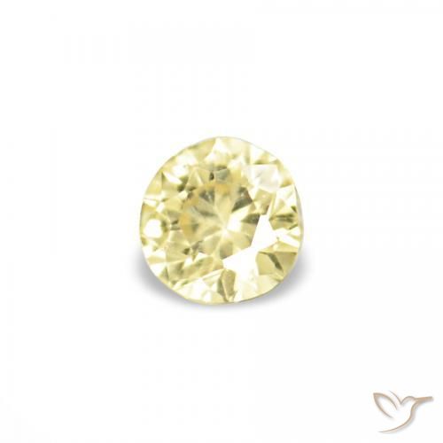 Gemas de Zafiro Medium Light-Yellow natural de 1.54 ct, Redondo, VVS-VS