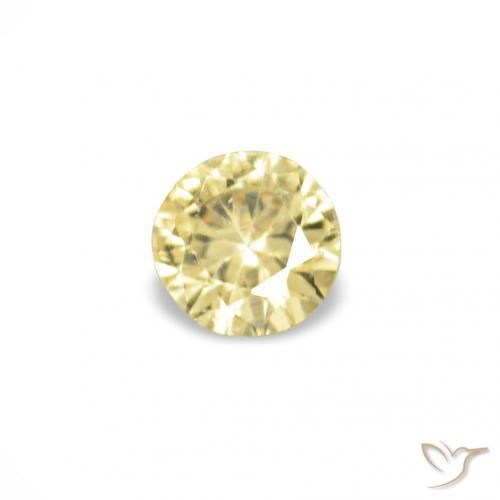 Gemas de Zafiro Amarillo claro natural de 1.54 ct, Redondo, VVS-VS
