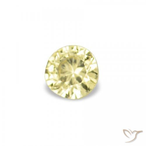 Gemas de Zafiro Amarillo claro natural de 1.53 ct, Redondo, VVS-VS