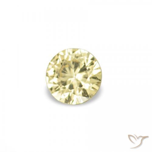 Gemas de Zafiro Amarillo claro natural de 1.52 ct, Redondo, VVS-VS