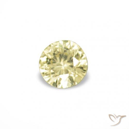 Gemas de Zafiro Medium Light-Yellow natural de 1.53 ct, Redondo, VVS-VS