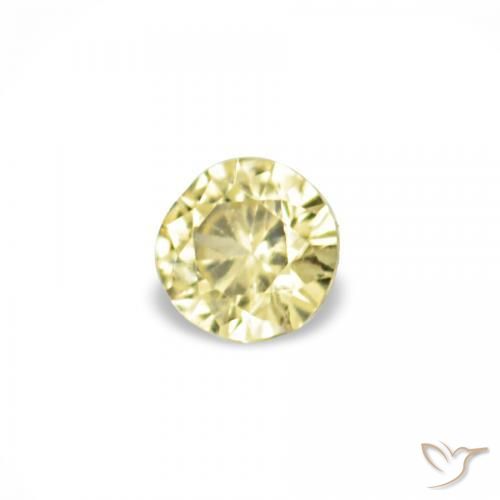 Gemas de Zafiro Amarillo pálido natural de 1.54 ct, Redondo, VS