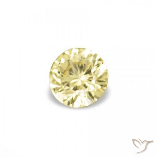 Gemas de Zafiro Amarillo pálido natural de 1.53 ct, Redondo, VVS-VS