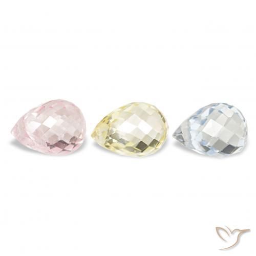 Gemas de Zafiro Multicolor natural de 1.98 ct, Corte Briolette, VS