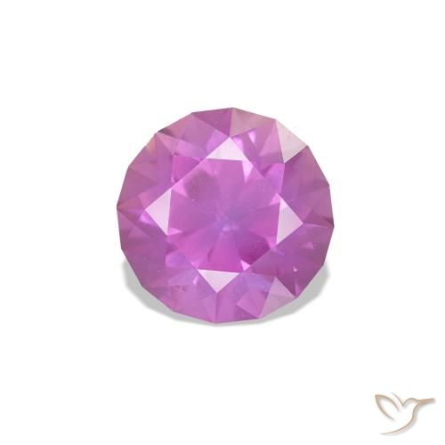 Zafiro Púrpura rosado natural de 0.76 ct, Redondo, VVS-VS
