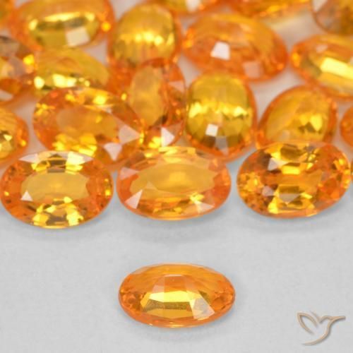 Gemas de Zafiro Naranja claro natural de 10.13 ct, Ovalada, VVS-VS