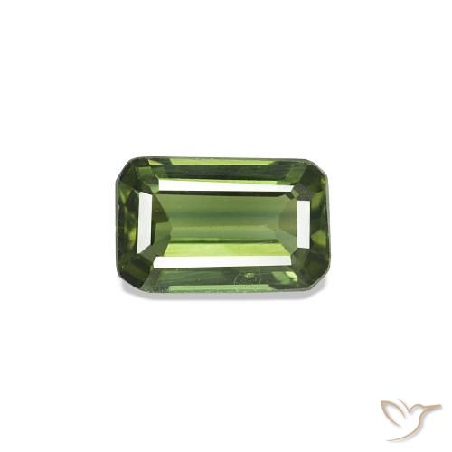 Zafiro verde natural de 0,38 ct, corte esmeralda, VS