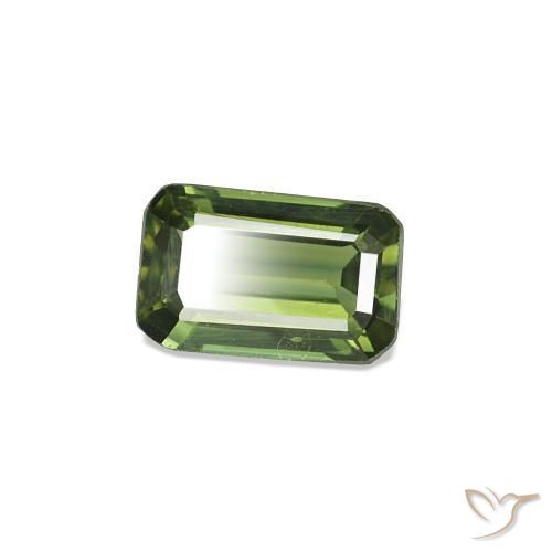 Zafiro verde natural de 0,38 ct, corte esmeralda, VS
